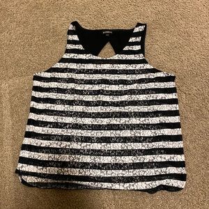 Express black and white lace top